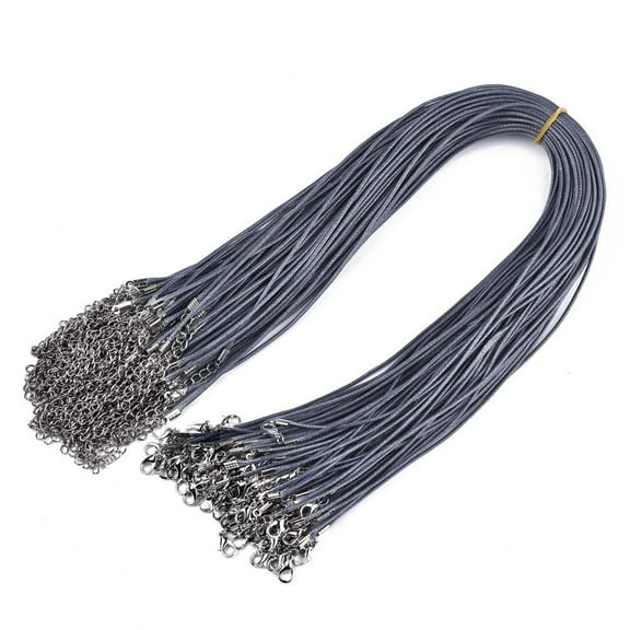 100pcs Waxed Cord Necklace Making with Alloy Lobster Claw Clasps and Iron End Chains Slate Blue 17.12 inch(43.5cm) 1.5mm