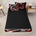 thumbnail image 4 of Homewish Swirl Lines Zipper Twin Comforter Sets with Fitted Sheet and 2 Pillowcases,Abstract Geometric Zipper Bedding Set,Red White,Black Reversible,4pcs, 4 of 8
