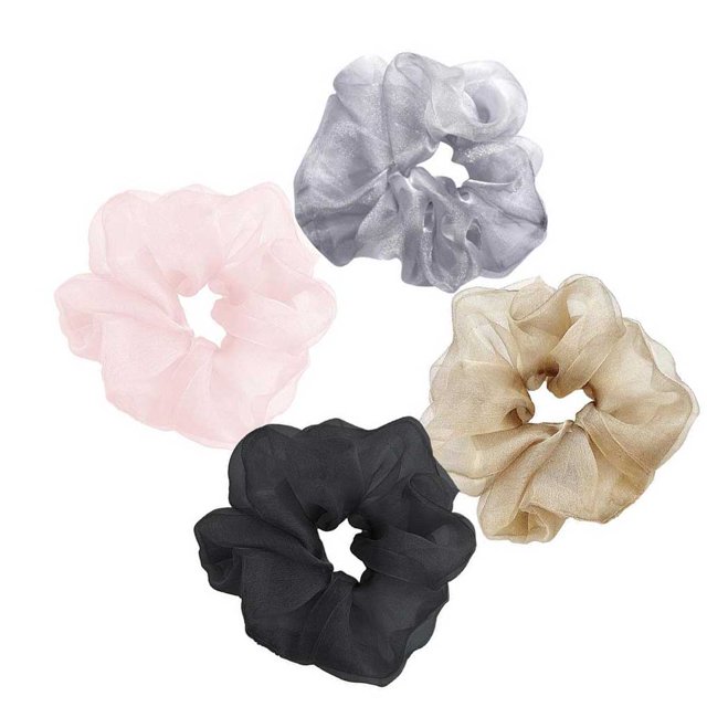 Qarigey 4 Uds Organza Scrunchies gigante intestino grueso círculo de malla de gran tamaño Scrunchies chica diadema lazos para el cabello sombreros Cuidado del cabello Qarigey CE006374-00
