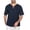 Navy, variant on TIHLMK Mens Tshirts Summer Men's Fashion Drawstring Solid Color Cotton and Linen Short Sleeve T-shirt Tops