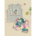 thumbnail image 3 of Musuos Toddler Boy Summer 2 Piece Outfits, 6 12 18 24M 3Y Crew Neck Sleeveless Letter Print Tank Tops + Elastic Waist Shorts Infant Set, 3 of 10