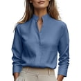 thumbnail image 3 of Vetsdori Long Sleeve Shirts for Women Work Henley Button down Business Blouses Blusas Casual,Ladies Tops, 3 of 7