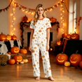 thumbnail image 2 of Matching Family Halloween Pajamas Set - Cute Pumpkin Print 2-Piece PJS for Adults & Kids | Holiday Family Pajamas Women S, 2 of 7
