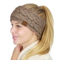 thumbnail image 2 of C.C Colorful Confetti Winter Warm Cable Knit Fuzzy Lined Ear Warmer Headband, Taupe, 2 of 4