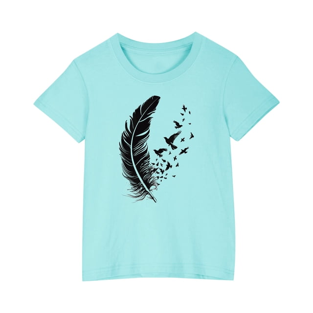 RXIRUCGD 2025 Vêtements d'Été pour Enfants T-shirt Imprimé Mode Mignon Col Rond Manches Courtes