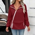 thumbnail image 2 of purcolt Women's Rain Jackets Diagonal Zip Long Sleeve Pullover Windbreaker Waterproof Hooded Jackets Casual Lightweight Oversized Travel Hiking with Kangaroo Pocket, 2 of 9