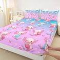 thumbnail image 3 of Feelyou Cute Boba Axolotl Bed Sheets, Dreamy Glitter Stars Galaxy King Sheets, Teens Kids Boys Girls Sheet Set, Ultra Soft Bedroom Decor, 4pcs, 3 of 7