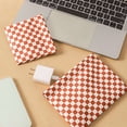 thumbnail image 3 of sunsanly Storage Bag Plaid Print Smooth Faux Leather Automatic Closure Waterproof Lightweight Portable Data Line Lipstick Earphone Stoarge Pouch, 3 of 7