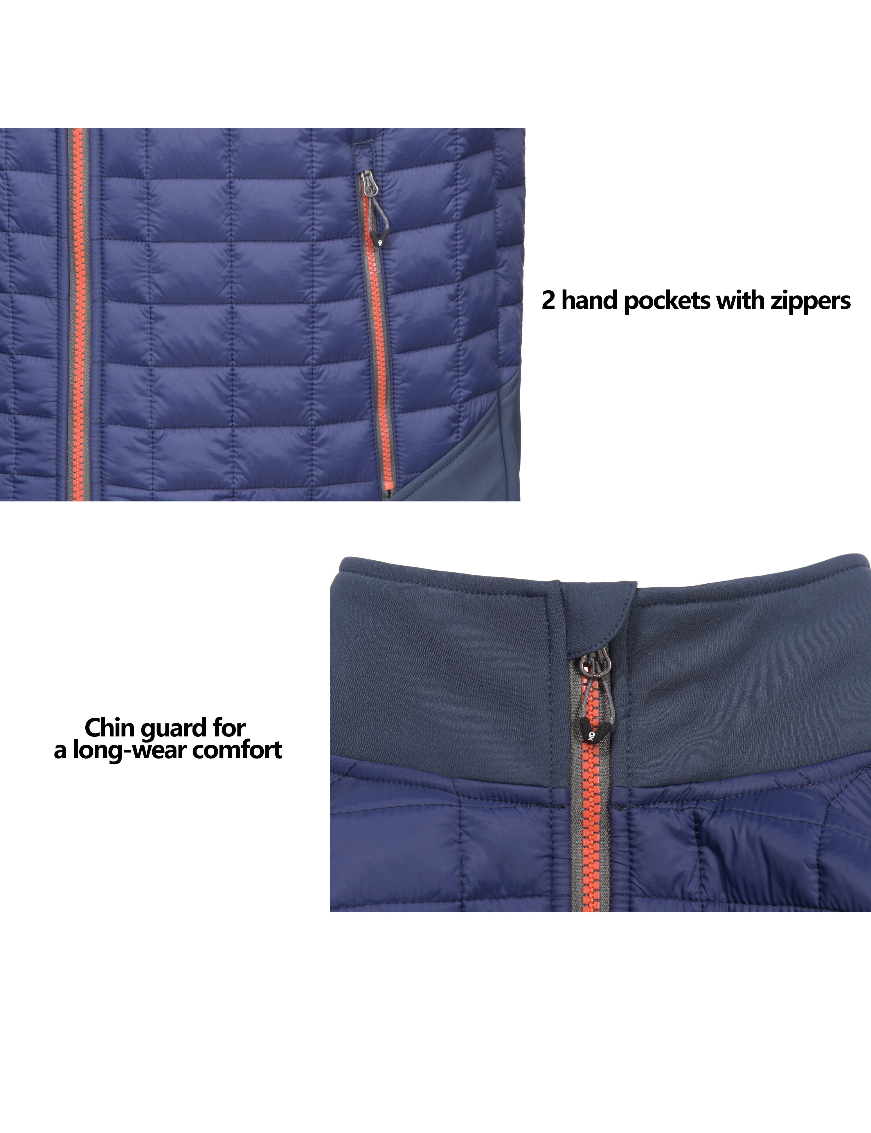 Little Donkey Andy Men’s Lightweight Puffer Vest, Warm Outdoor Sleeveless Jacket for Hiking Travel Running Blue XL