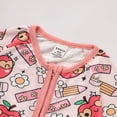 thumbnail image 4 of ZEHJUHAN Baby Infant Back to School Romper Long Sleeve Apple & Pencil Print Zipper Onesie Outfit Pink，1-3M, 4 of 7