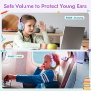 Mpow Kids Headphones with Microphone, 85/94dB Safe Volume Limit, over Ear Headphones for School Travel, Taro Purple & Mint Green