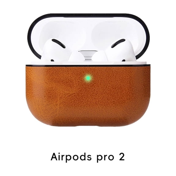 GJX 2026 New Headphone Case Scratch-Resistant Leather Protection for Airpods Pro 2 Case Efficient Access for Air Pod Pro Case for Travel Work Home Brown