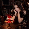thumbnail image 5 of Stained Glass Witch Hat Lamp Gothic Halloween Lighting Decor,Halloween Decorations Indoor,Witch Hat Table Lamp with Pull Chain，Halloween Night Light for Bedroom Bookshelf Desk(B), 5 of 7