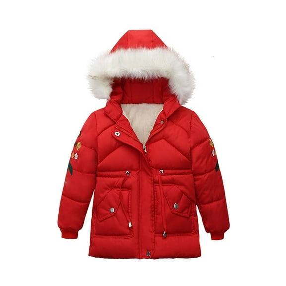 XXWXYD Baby Girls Hooded Winter Jacket Fleece Lined Warm Coat with Fau𝗑 F𝗎r Collar Baby Toddler Snowsuit Outerwear Cozy Soft Windproof Thick Winter Clothes for Cold Weather