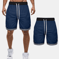thumbnail image 2 of hoksml Men's Basketball Shorts Summer Solid Color Colour Blocking Sports Fitness Comfortable Breathable Shorts Elastic Waist Drawstring Athletic Shorts, 2 of 4
