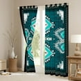 thumbnail image 3 of Homewish Vintage Western Aztec Blackout Curtains Set of 2 (52x84 Each) for Adult, Teal Square Triangle Window Curtains, Mandala Style Curtains and Drapes, Blackout Curtains Bedroom Decor, 3 of 5