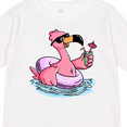 thumbnail image 4 of Inktastic Flamingo with Sunglasses Pool Float and Drink Boys or Girls Long Sleeve Toddler T-Shirt, 4 of 5