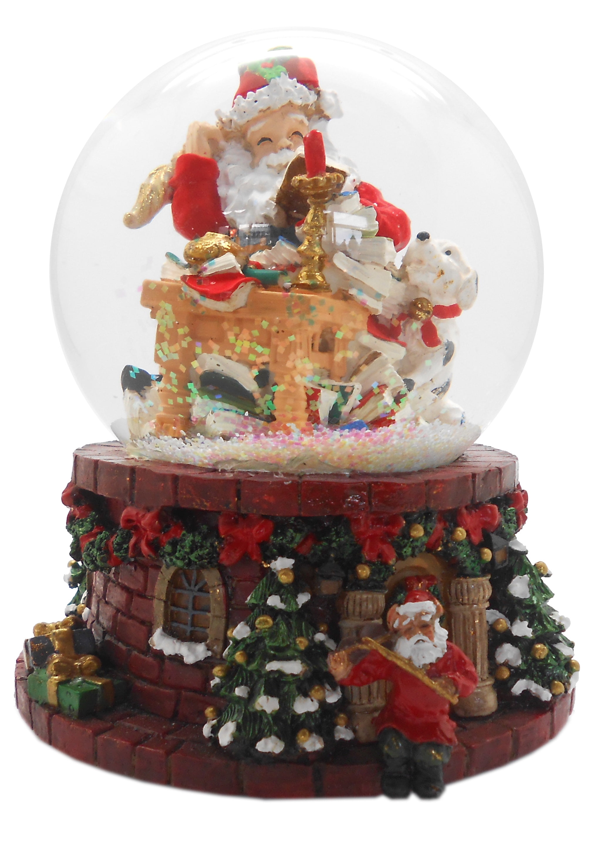 Elegantoss 100MM Poly resin Christmas Musical Santa Water Snow Globe
