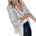 thumbnail image 1 of Hontri Vestes Décontractées pour Femmes, Veste à Paillettes pour Femmes, Manches Longues, Paillettes, Fête, Col Brillant, Rave, Veste Extérieure Argentée, 1 of 6
