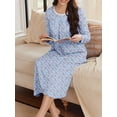 thumbnail image 5 of Avidlove Nightgowns for Women Floral Long Sleeve Henley Sleepshirt Full Length Nightdress Sleepwear with Pockets S-3XL, 5 of 7