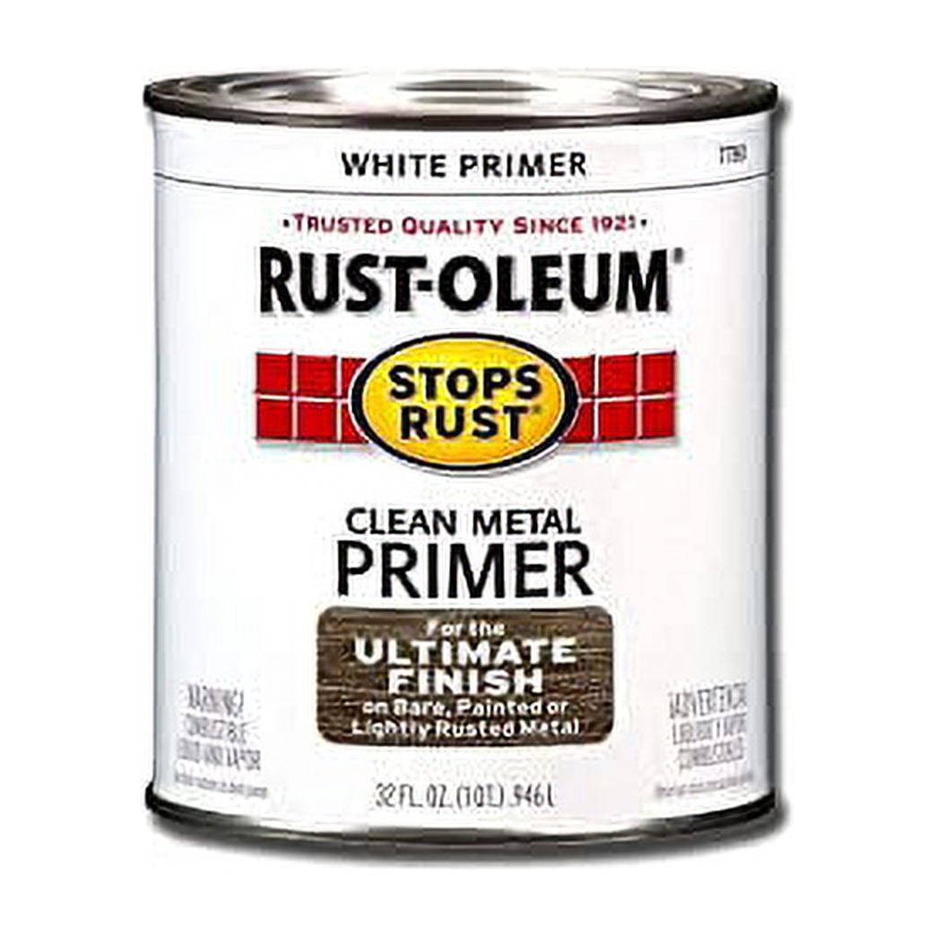 Rust-Oleum Clean Metal Primer Oil Based - Durable, Interior/Exterior - 1 Qt, White — Interior & Exterior Use, Professional Finish