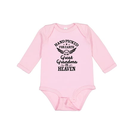 

Inktastic Handpicked for Earth by My Great Grandma in Heaven Gift Baby Boy or Baby Girl Long Sleeve Bodysuit