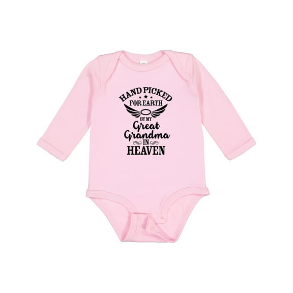 Inktastic Handpicked for Earth by My Great Grandma in Heaven Boys or Girls Long Sleeve Baby Bodysuit