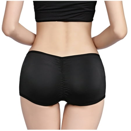 

Clearance! Holloyiver Shapewear Shorts Tummy Control Womens Erogenous Fake Buttocks with Padded Bottoming Buttocks and Buttocks Body Shaping Panties Black