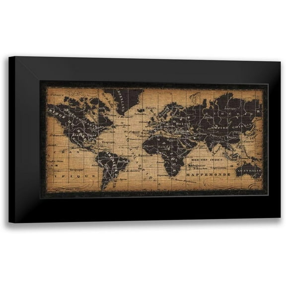 Pela Studio 14x9 Black Modern Framed Museum Art Print Titled - Old World Map