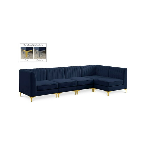 Meridian Furniture Alina Navy Velvet Modular Sectional