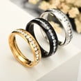 thumbnail image 4 of Men Women's Clear CZ All Around Eternity Ring Gold Plated Stainless Steel Wedding Ring Band - Size 7, 4 of 5