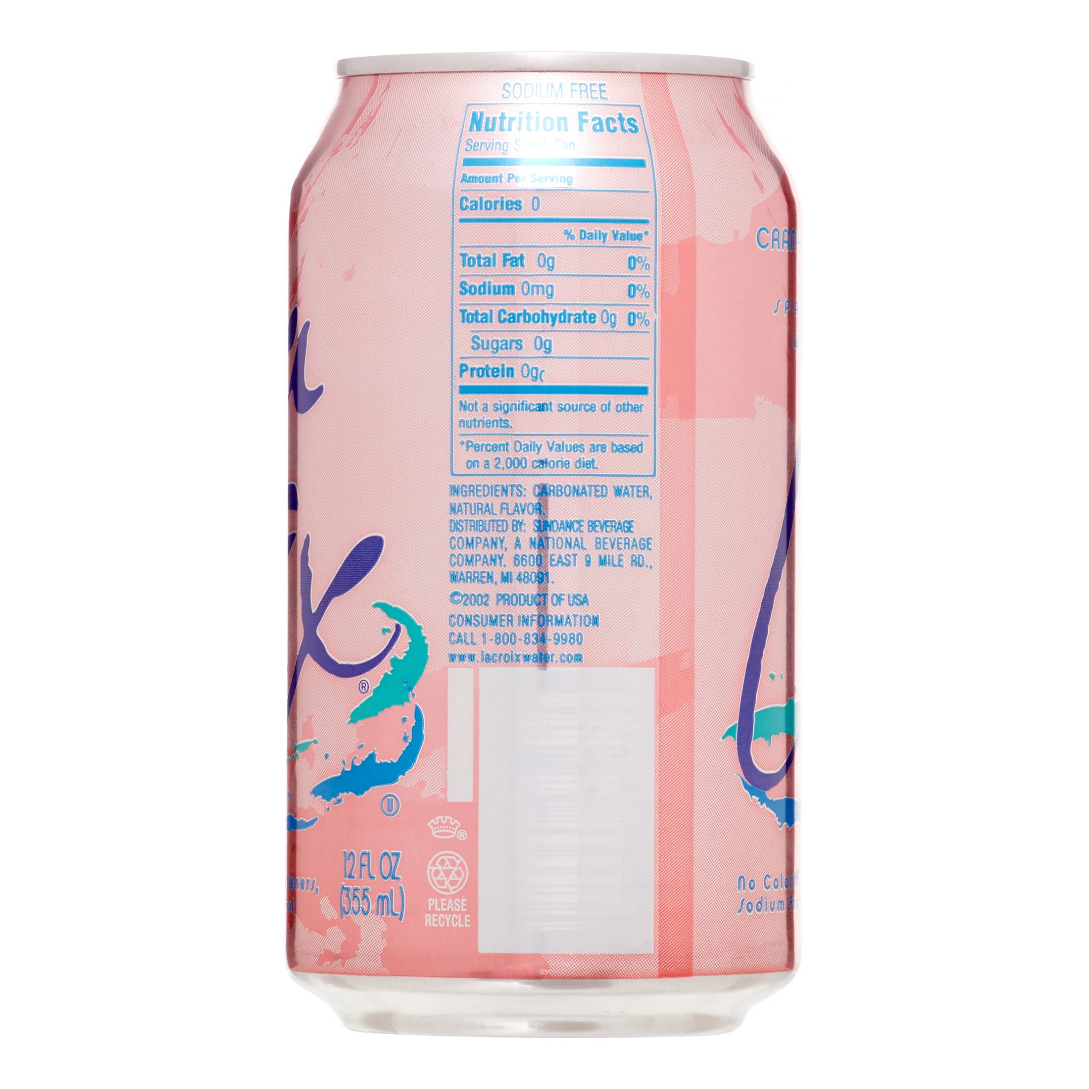 (3 pack) La Croix Natural Cran-Raspberry Flavored Sparkling Water, 12 fl oz, 8 pack