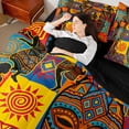 thumbnail image 5 of Manfei African Tribal Twin Bedding, Exotic Style Bedding Comforter Set, Multicolor, Black Reversible 7pcs, 5 of 6