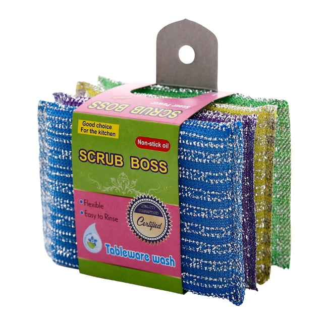 Esponja de limpieza de cocina - esponja de limpieza de limpieza de limpieza pesada sin arañazos - limpiador de limpieza de disco no metálico de múltiples superficies para limpieza rápida (4) Zefei Wu 9024735059660