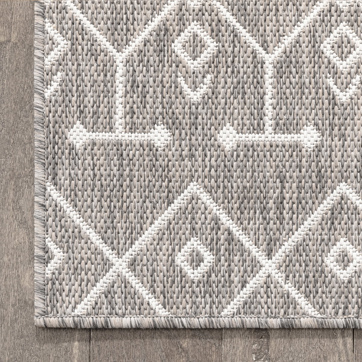 Well Woven Medusa Nord Nordic Lattice Pattern Outdoor Light Grey 9'3" x 12'6" Area Rug