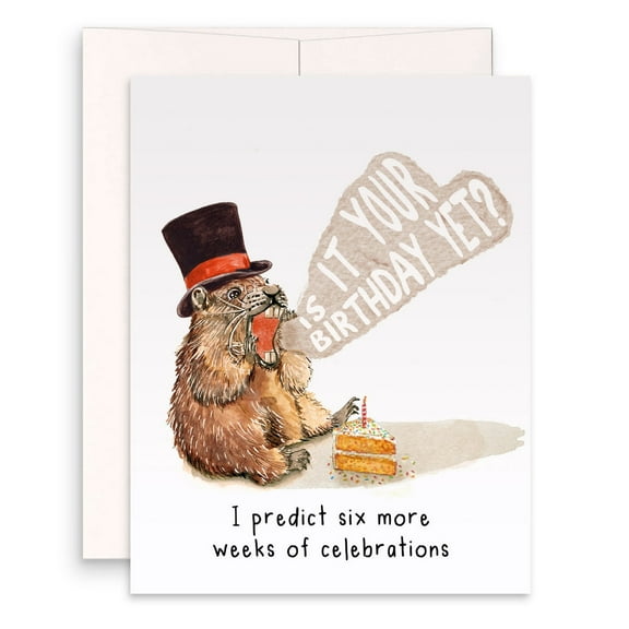 Funny Birthday Card with Groundhog: “Is It Your Birthday Yet?” – Celebrate with Laughter, Envelope Included - Great Gift for Friends and Family