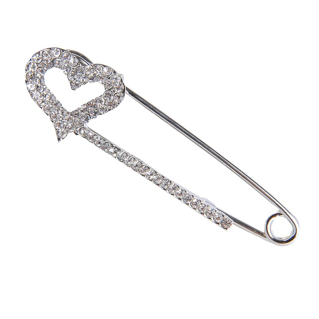 Safety Pin Brooch with Rhinestone Pendant Hat Scarf Pins Jewelry Wedding Party 