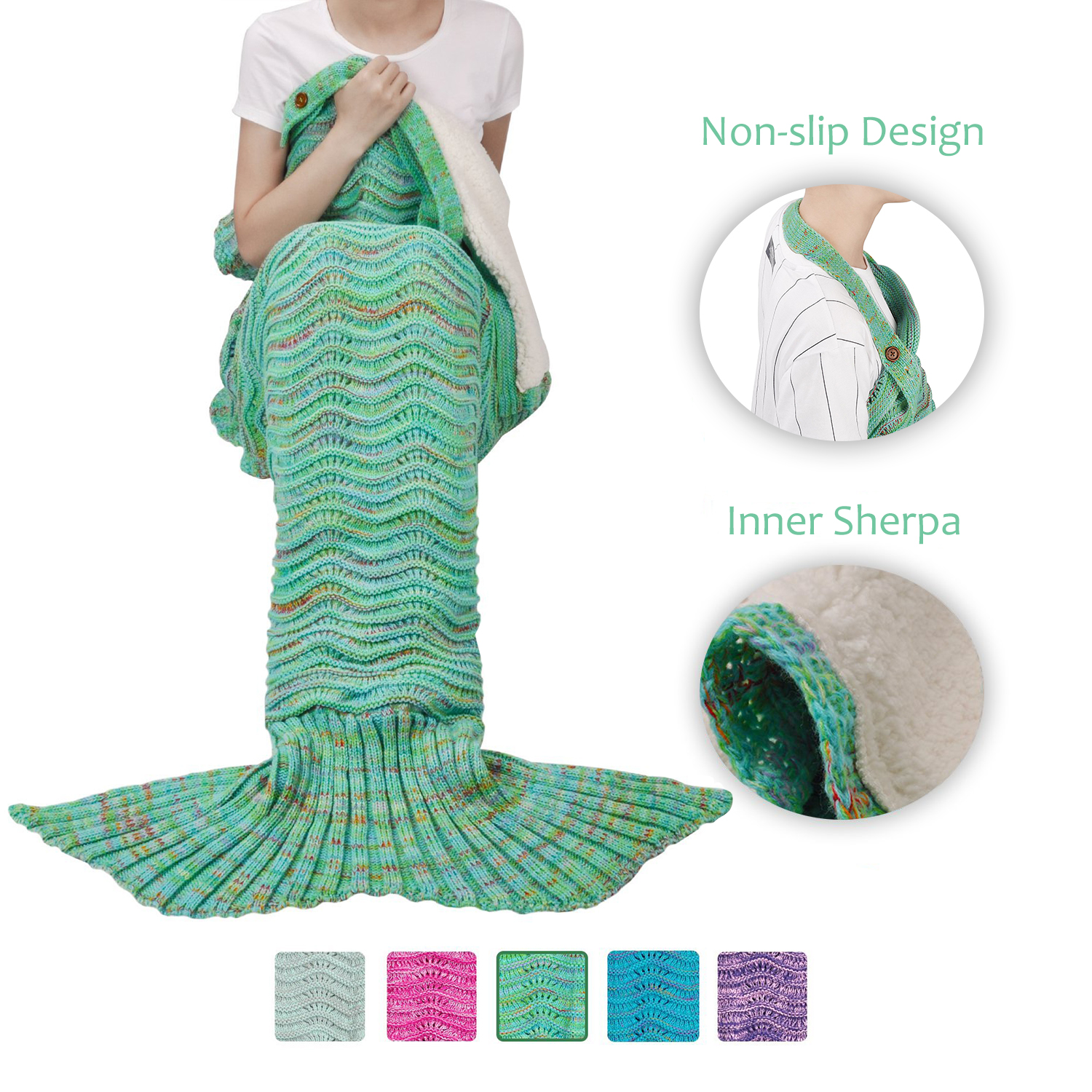 Adults Mermaid Tail Blanket Sherpa for Teens Girls Womens, Super Warm