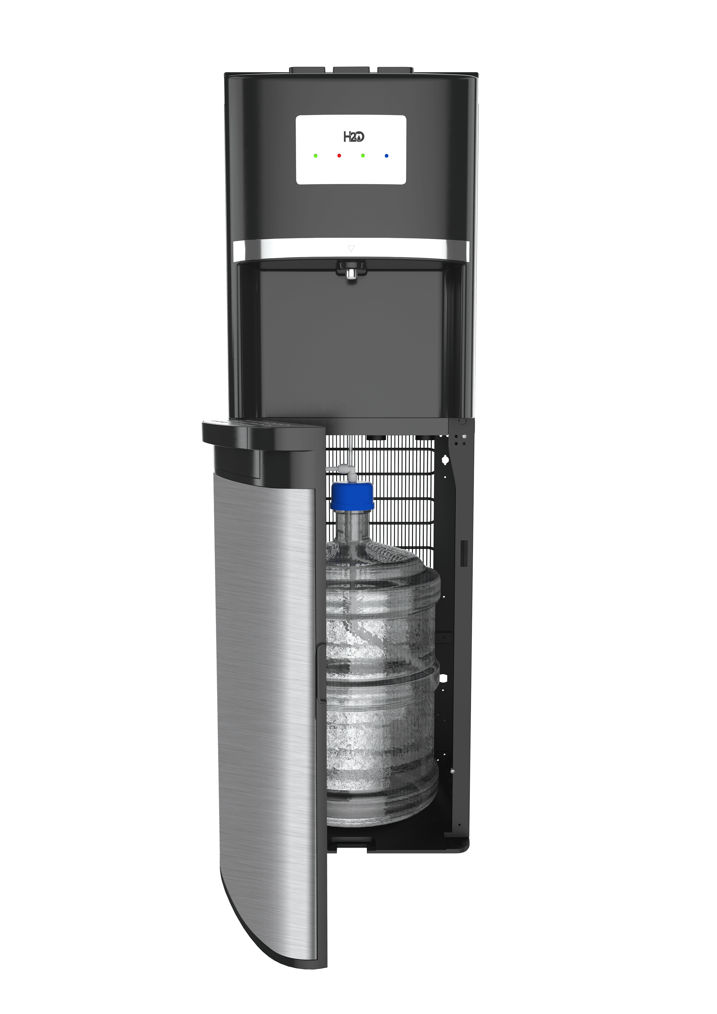H2O-72T Bottom Load Water Dispenser in Black, Providing 40-48° F