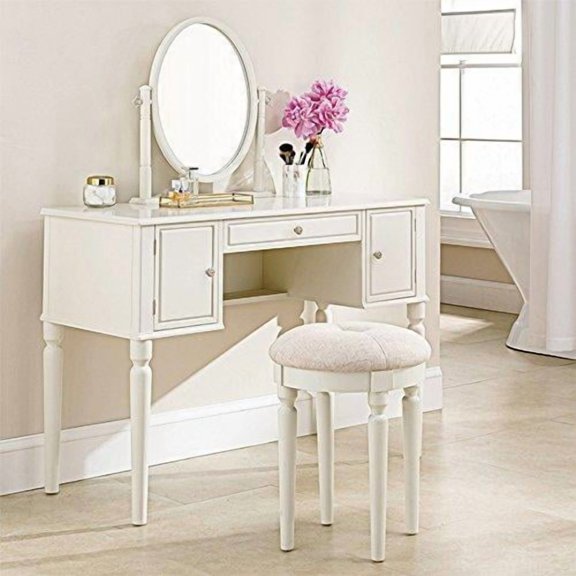 Royal Bedroom Dresser With Mirror and Stool Makeup Vanity Wooden Dressing set