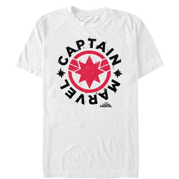 Men's Marvel Captain Marvel Star Symbol Circle  Graphic Tee White 2X Large