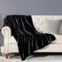 Black Coral Cozy Throw Flannel Blanket Solid Color Summer Blanket,Fleece Throw Blanket for Couch - Fluffy & Cozy Coral Fleece Blankets for Women Gift, Thick and Warm Blankets for Winter,Black,20x28"