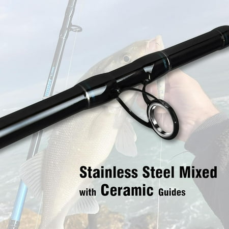 4-Piece Carbon Fiber Boat Fishing Rod Spinning Portable Tournament Pole for Fresh & Saltwater