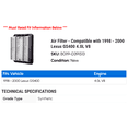 thumbnail image 2 of Air Filter - Compatible with 1998 - 2000 GS400 4.0L V8 1999, 2 of 2