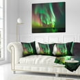 thumbnail image 2 of Designart Green Northern Lights Aurora - Abstract Throw Pillow - 16x16, 2 of 4