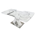 thumbnail image 6 of Square Stretchable Dining Table, Printed White Marble Table Top+MDF X-Shape Table Leg, 6 of 6