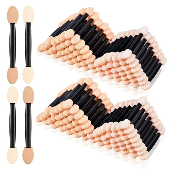150Pcs Eyeshadow Applicators, Eyeshadow Brush Double Sided Eye Makeup Applicators Short Sponge Eyeshadow Applicator Sticks with Box, Black