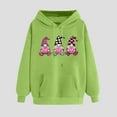thumbnail image 4 of Visit the JURANMO Store Womens Valentines Hoodie Sweatshirts Heart Print Long Sleeve Pullover Sweatshirt Drawstring Cute Hooded Shirts with Pocket Green S, 4 of 5