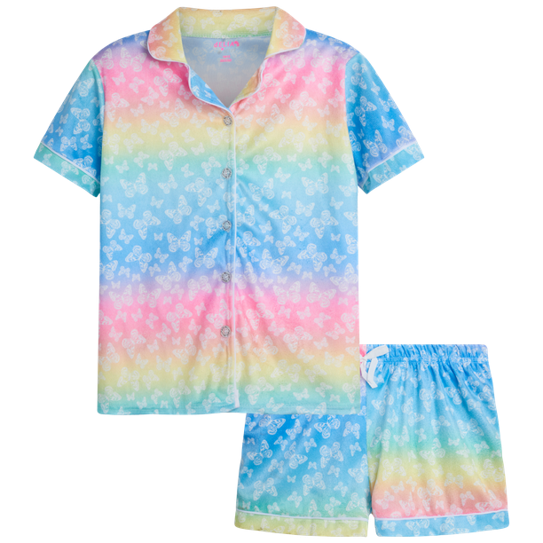 dELiA*s Girls' Pajama Set 2 Piece Short Sleeve Button Down Sleep