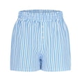 thumbnail image 5 of Utoimkio Striped Shorts for Women Smocked Waist with Decorative Buttons and Relaxed Fit, 5 of 6